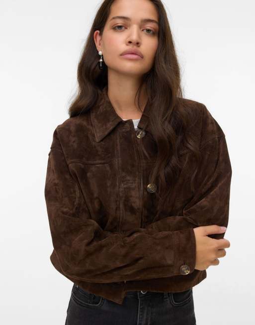 Vero Moda suède jack in chocoladebruin, 3 van 5