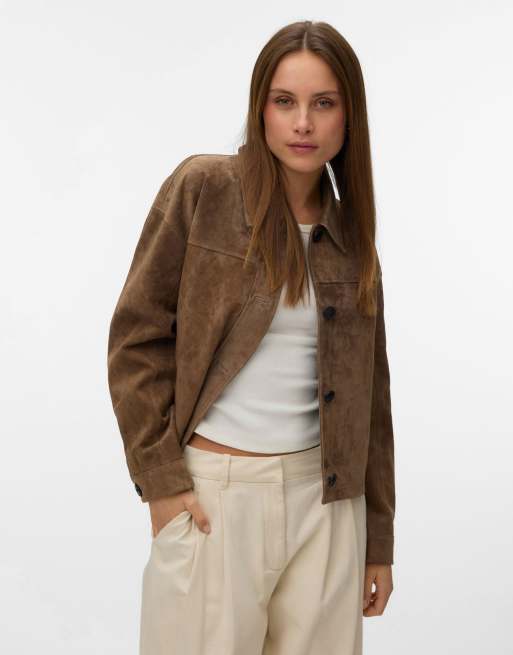 Vero Moda suède jack in chocoladebruin, 3 van 5