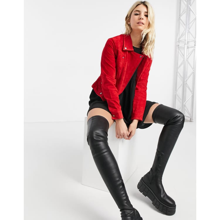 Vero moda red suede jacket sale