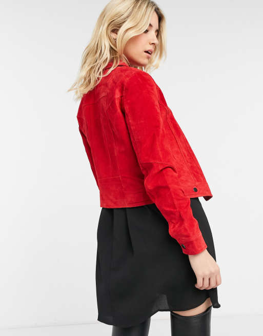 Vero moda red hot sale suede jacket