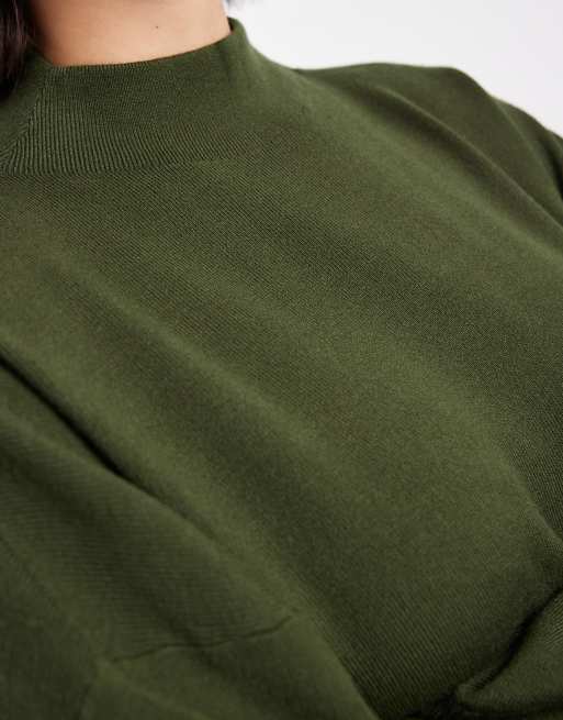 Vero Moda – Sukienka dzianinowa mini z golfem w kolorze khaki , 2 z 4