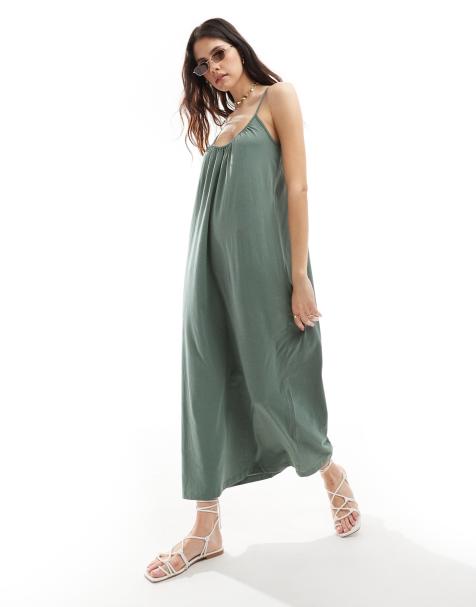 Vero Moda – Sukienka maxi na ramiączkach w kolorze khaki - view 1