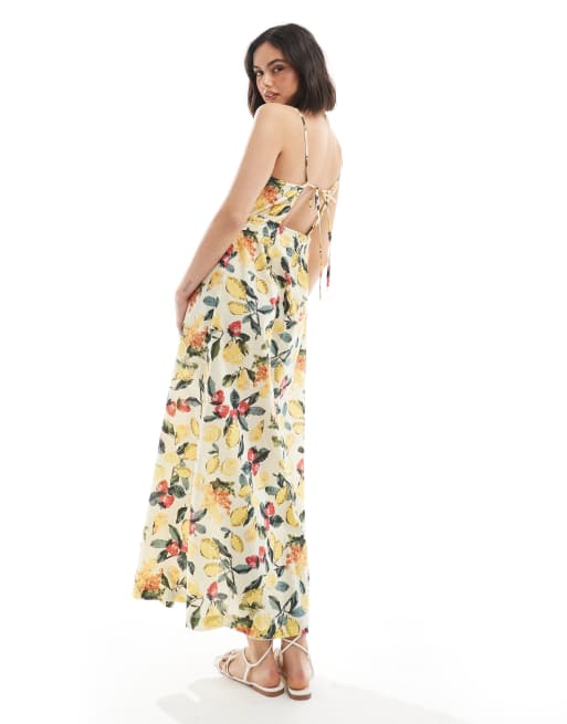 Vero Moda – Sukienka maxi na ramiączkach w letni wzór w owoce, 3 z 4