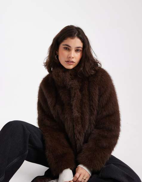Vero Moda super soft faux fur short coat in chocolate - view 1