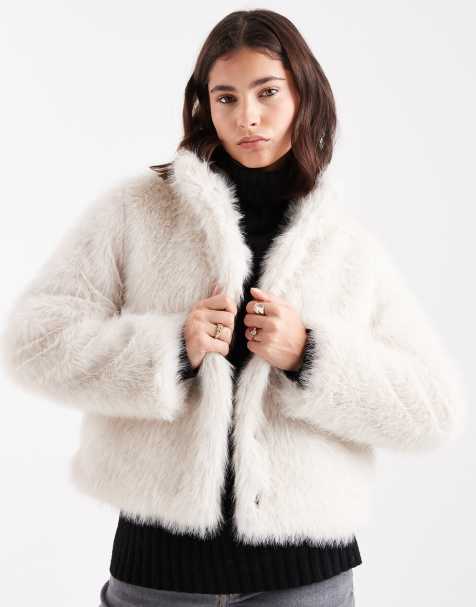 Vero Moda super soft faux fur short coat in cream - view 1