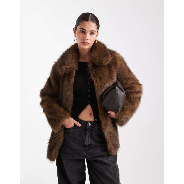 Vero Moda super soft fluffy faux fur jacket in brown | ASOS