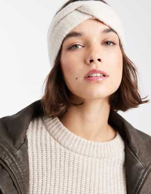 Vero Moda Super Soft Ribbed Knot Front Headband In White
