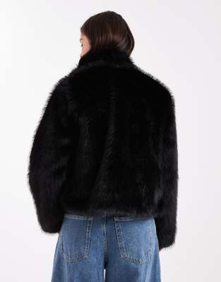 Vero Moda Super Soft Short Faux Fur Coat In Black
