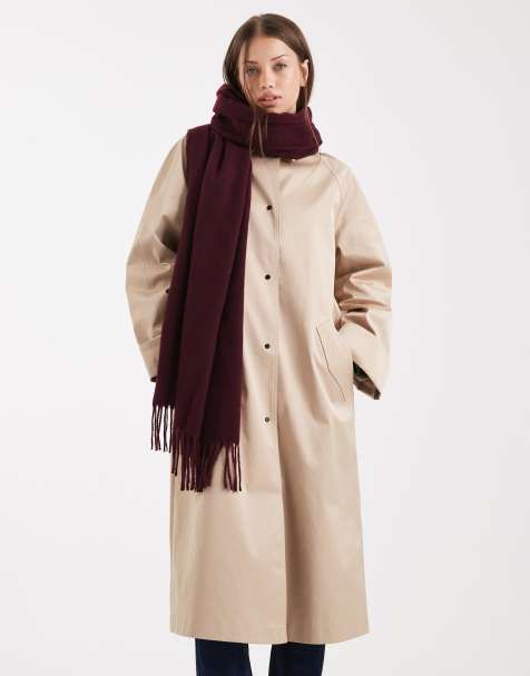 Vero Moda super soft tassle trim scarf in burgundy - view 1