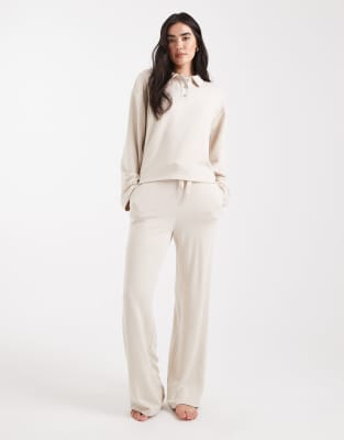 Vero Moda Super Soft Tie Waist Wide Leg Sweatpants In White
