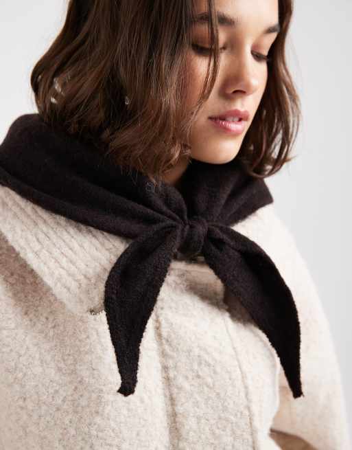 Vero Moda super soft wool mix triangle scarf in chocolate melange, 3 of 3