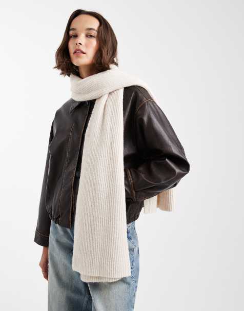 Vero Moda - Superblødt og ribstrikket cremehvidt halstørklæde - view 1