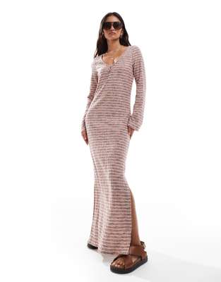 supersoft ribbed maxi dress in spacedye stripe-Multi