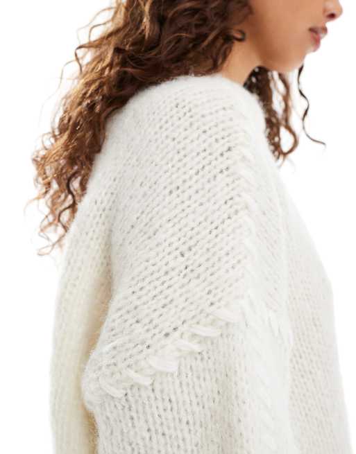 Vero Moda supersoft jumper with contrast stitching in white