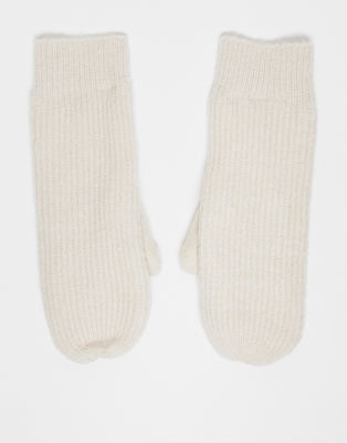 Vero Moda - Superweiche, gerippte Fäustlinge in Cremeweiß