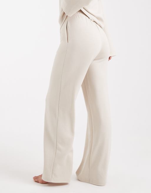 Vero Moda – Superweiche Jogginghose in Creme mit Bindeband an der Taille und weitem Bein, Kombiteil, 4 von 5