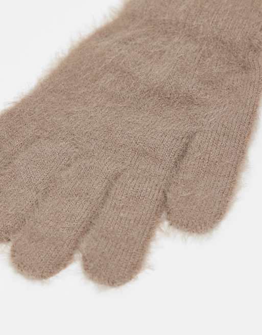 Vero Moda - Superzachte pluizige handschoenen in fossiel beige, 3 van 3