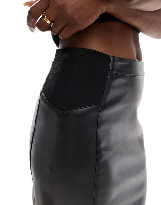 Vero Moda – Svart minikjol i läderimitation med stretch och hög midja, 2 av 5