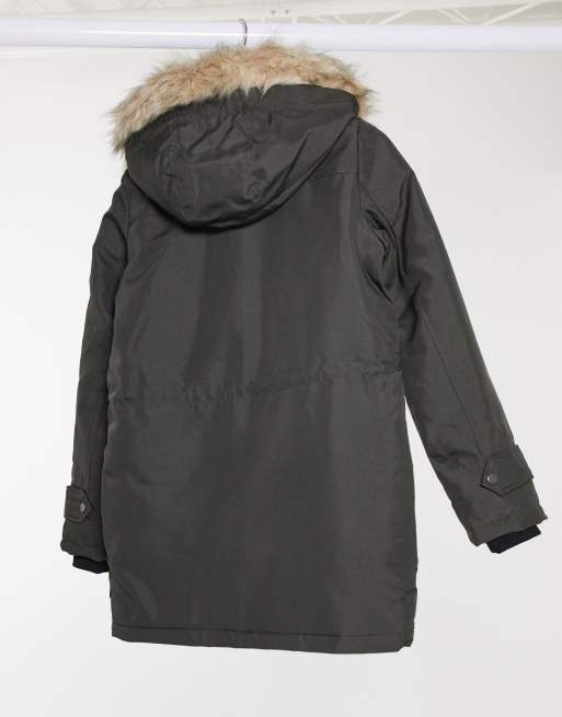 Vero Moda – Svart parkas med huva i fuskpäls, 2 av 4