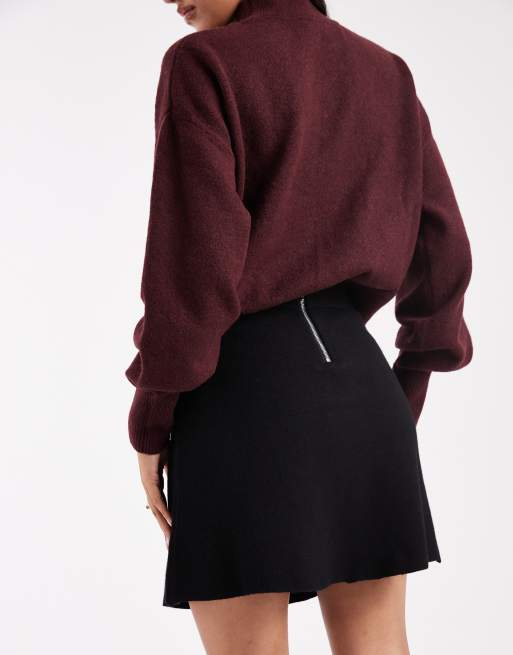 Vero Moda – Svart, stickad, vippig minikjol, 2 av 5