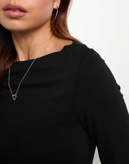 Vero Moda – Svart topp i jersey med trekvartslånga ärmar, 2 av 4