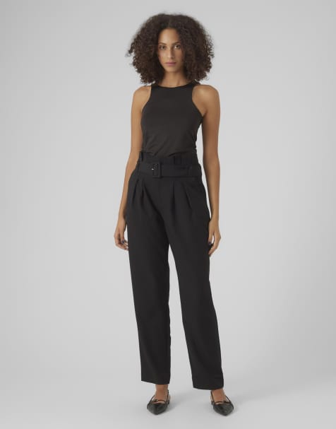 Vero Moda – Svarta byxor med paperbag-midja - view 1