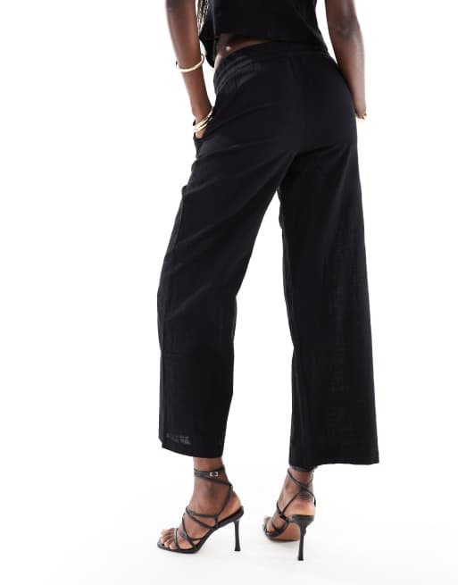 Vero Moda – Svarta, figursydda byxor med vida ben och dragsko i midjan, del av set, 5 av 5
