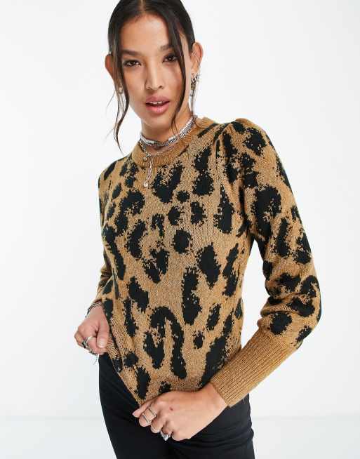 Vero Moda sweater in tonal leopard