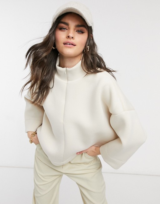 Vero Moda sweater with half zip in cream