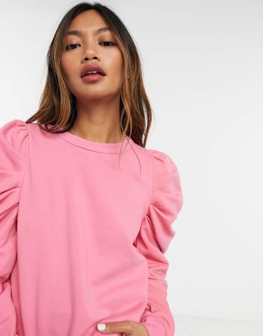 Litterær kunst Skyldig Civic Vero Moda sweatshirt top with puff sleeves in pink | ASOS