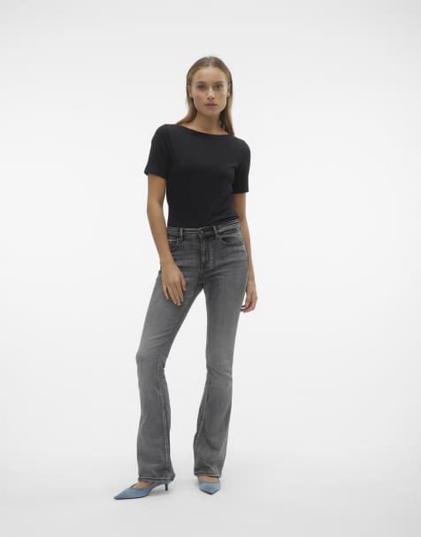 Vero Moda Flared fit jeans in medium grey denim