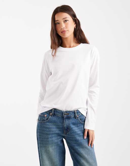 Vero Moda - T-shirt a maniche lunghe comoda bianca, 2 di 4