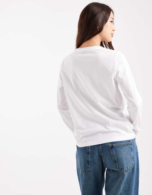 Vero Moda - T-shirt a maniche lunghe comoda bianca, 4 di 4