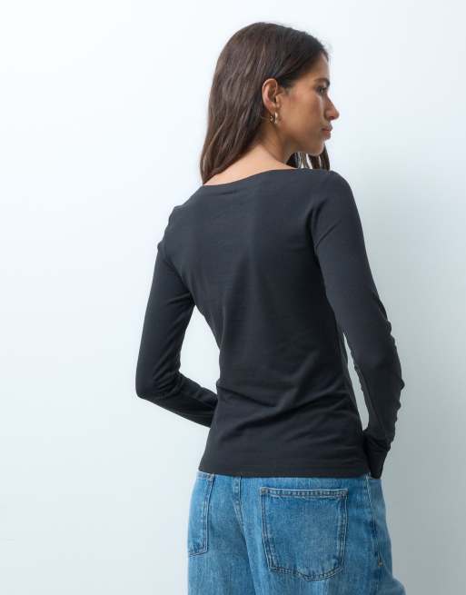 Vero Moda - T-shirt a maniche lunghe nera, 2 di 4