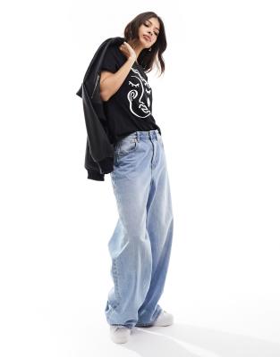 Vero Moda t-shirt with embroidered face in black - ASOS Price Checker