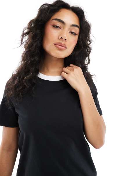 Vero Moda - T-shirt avec col contrastant - Noir - view 1