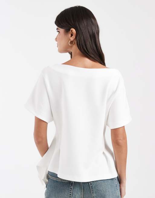 Vero Moda - T-shirt cintré à la taille avec perles - Blanc, 4 de 4