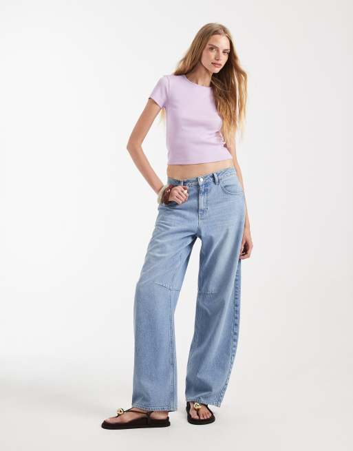 Vero Moda - T-shirt con scollo rotondo a coste lilla orchidea, 2 di 4
