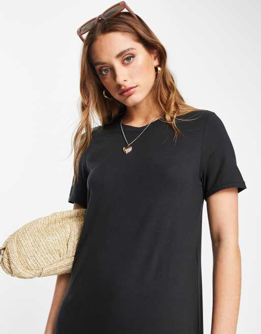 Anmeldelse Optimistisk pin Vero Moda T-shirt dress in black | ASOS