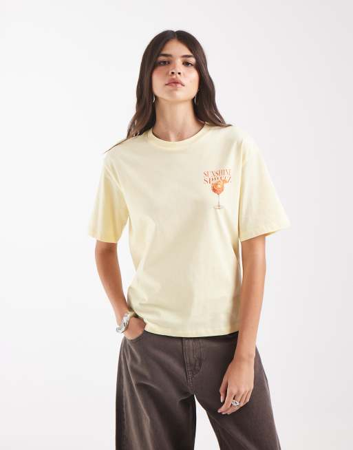 Vero Moda t-shirt grafica gialla, 3 di 4