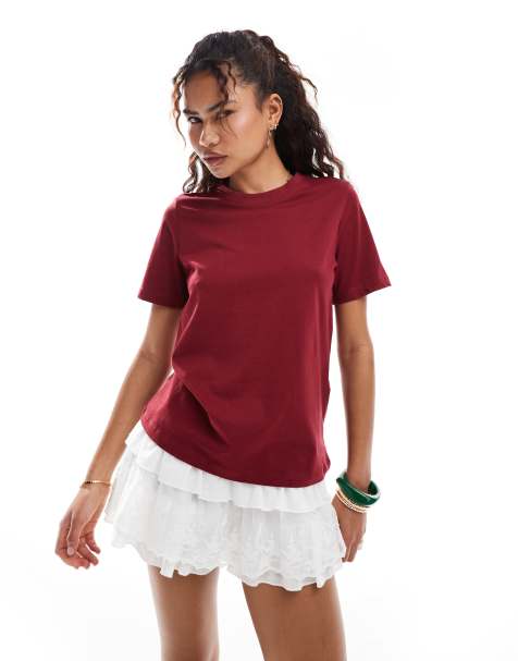 Vero Moda – T-Shirt in Burgunderrot - view 1