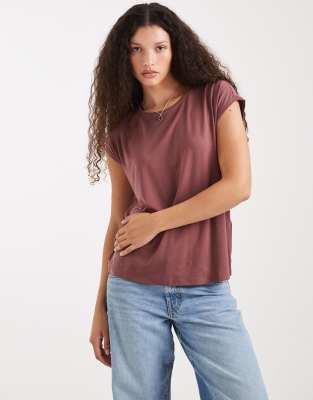 Vero Moda - T-Shirt in Rosébraun mit Rundhalsausschnitt-Rosa