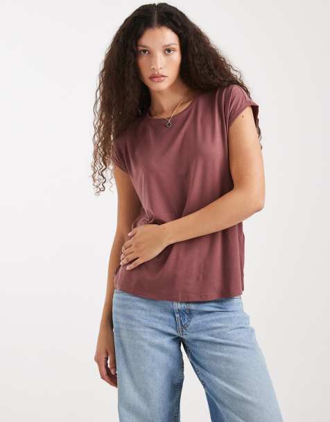 Vero Moda – T-Shirt in Rosébraun mit Rundhalsausschnitt - view 1