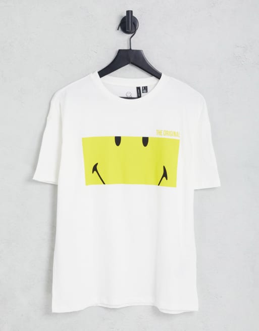 Vero Moda - T-shirt met smiley in wit