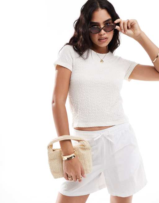 Vero Moda - T-shirt met textuur in wit 