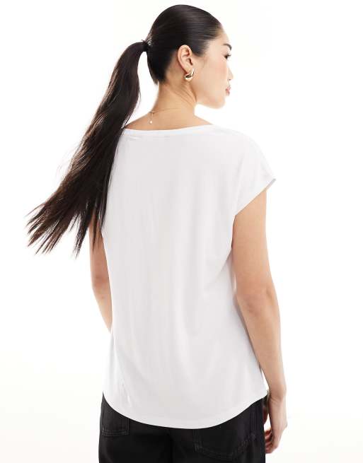 Vero Moda - T-shirt met V-hals in wit, 4 van 4