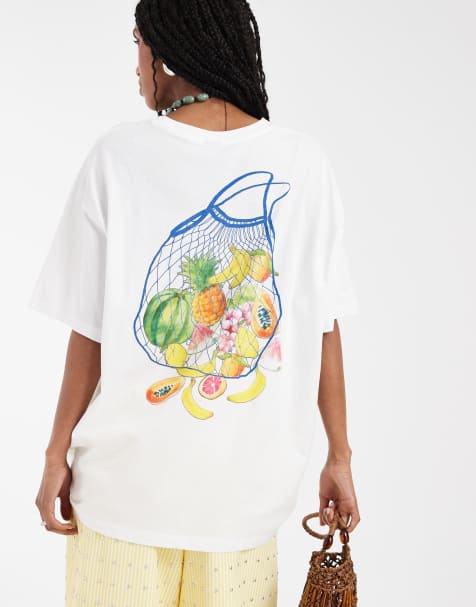 Vero Moda - T-shirt oversize à imprimé graphique Fruit Market - Blanc - view 1