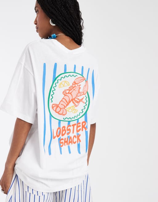 Vero Moda - T-shirt oversize à imprimé graphique homard - Blanc, 4 de 4
