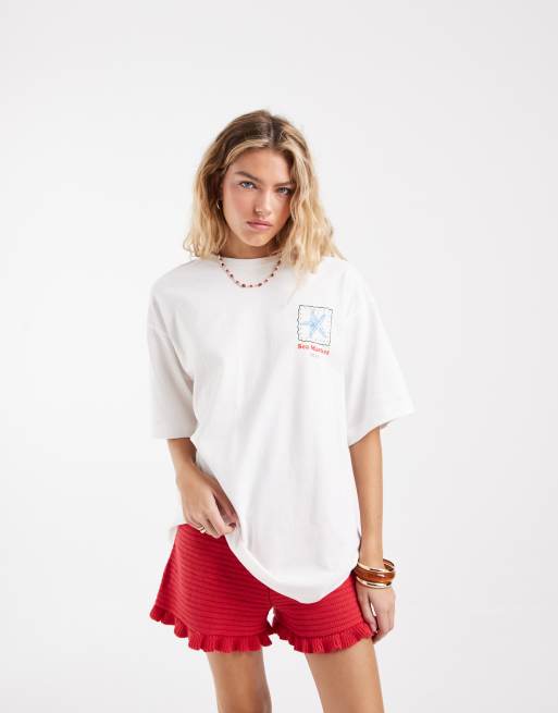 Vero Moda - T-shirt oversize à imprimé marin - Blanc, 3 de 4
