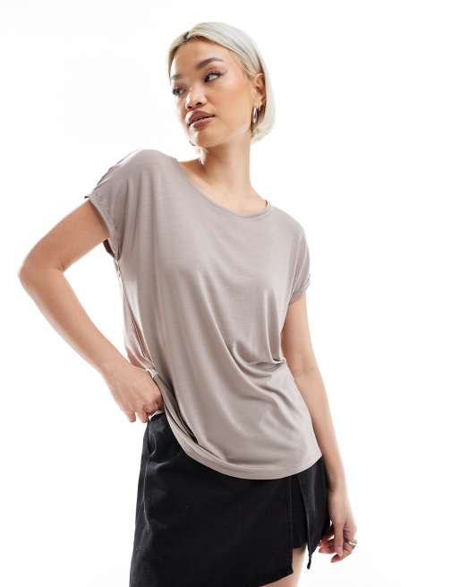 Vero Moda - T-shirt oversize color pietra lunare